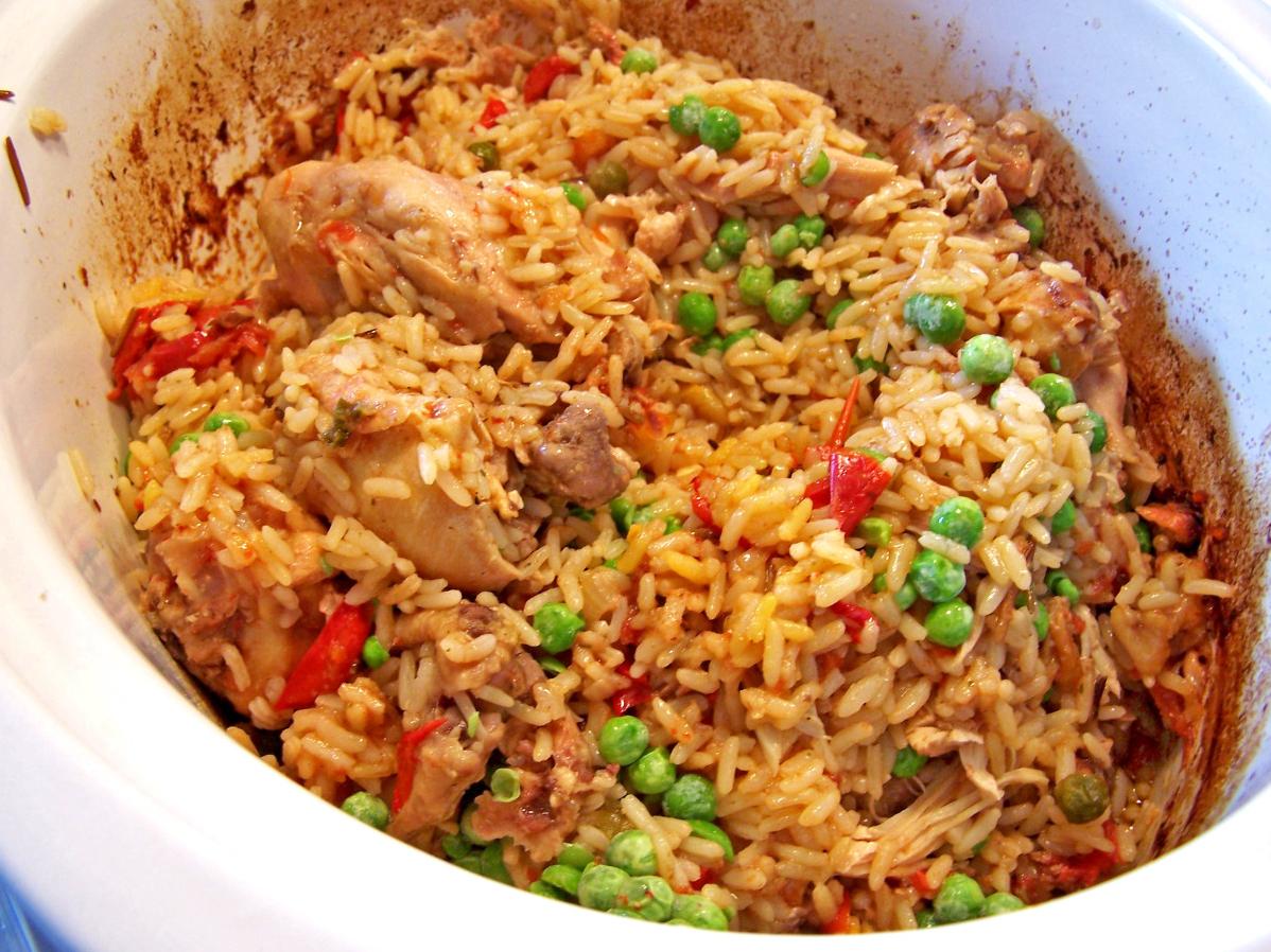  A bowl of comforting slow cooker Arroz Con Pollo
