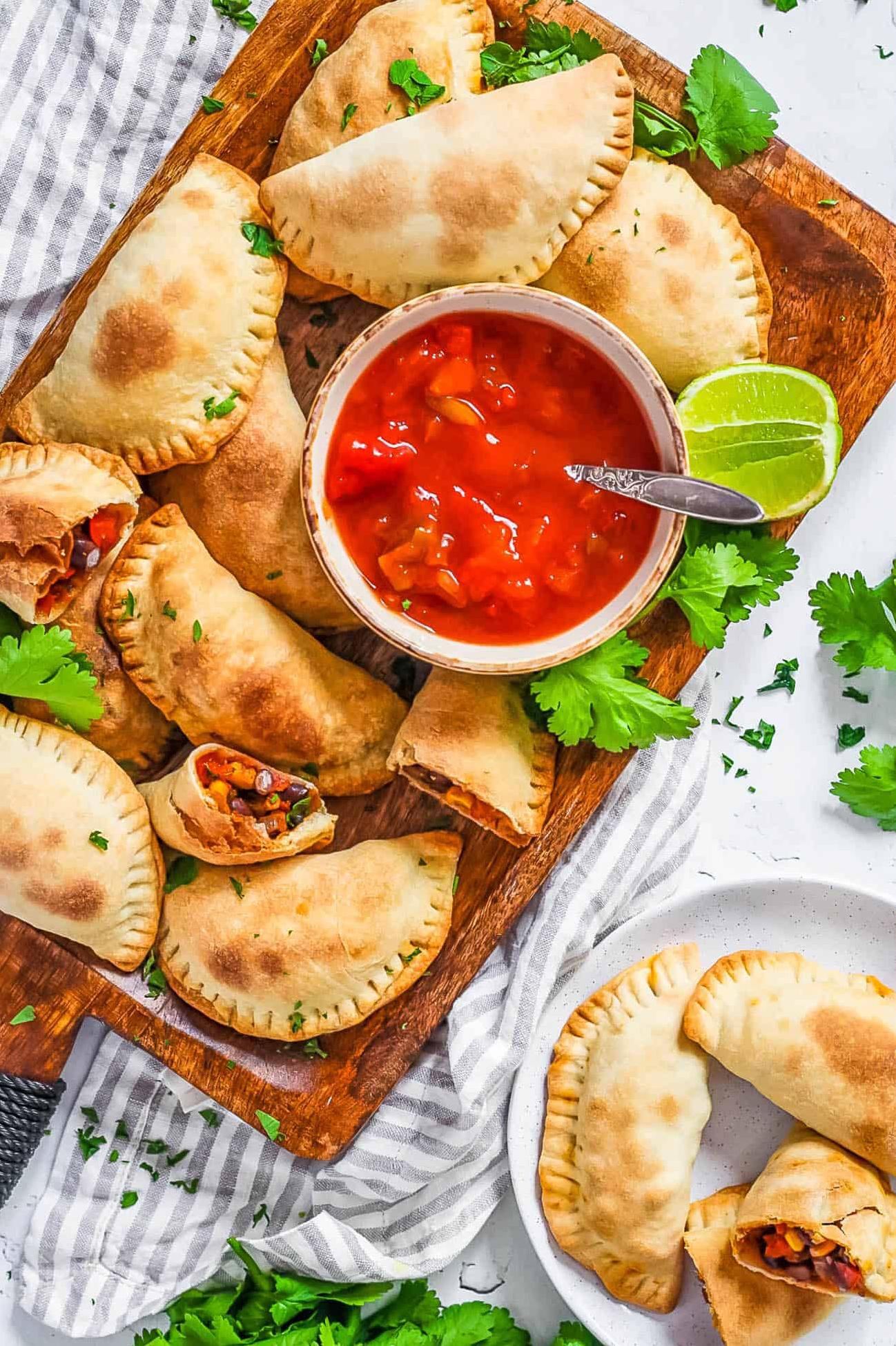  A delicious way to sneak vegetables into your diet, these empanadas are packed with flavorful veggies.