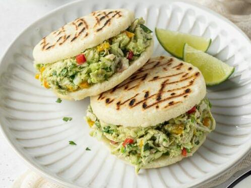  A flavor explosion: Arepas filled with creamy avocado chicken salad that will knock your socks off.
