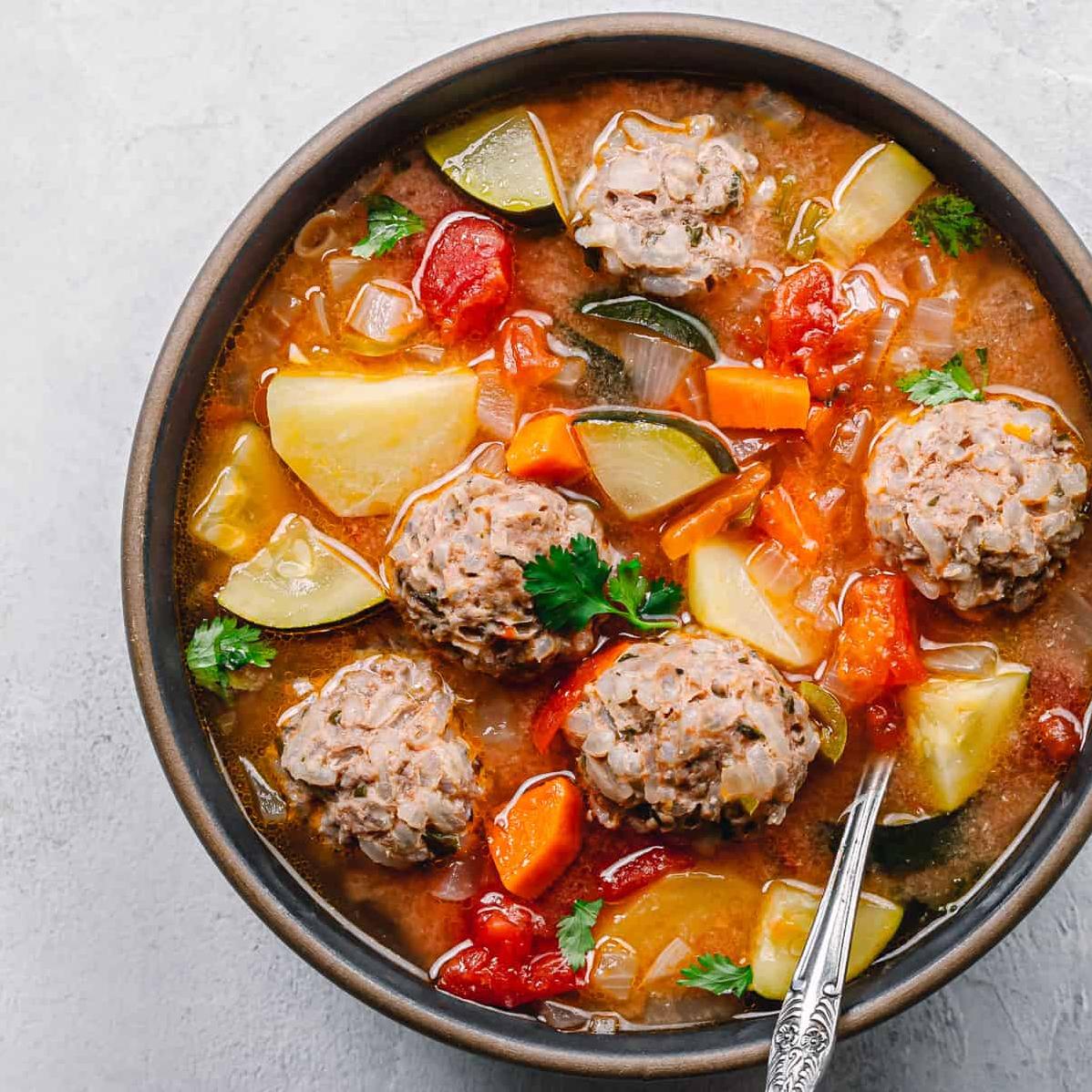  A hearty and comforting bowl of Sopa De Albondigas.