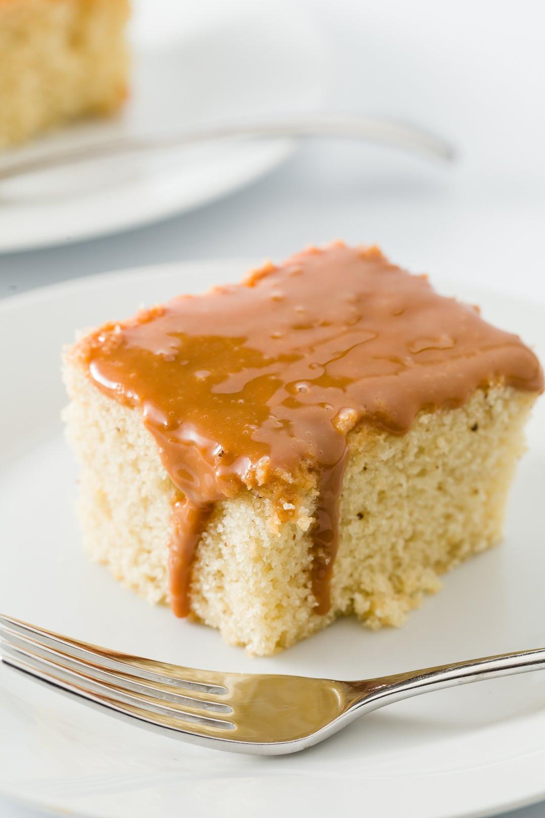  A perfect blend of rich caramel mousse and airy sponge cake layers.