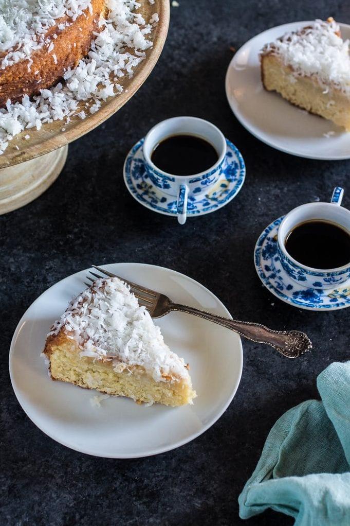  A slice of heaven on a plate: Moist Coconut Cake.