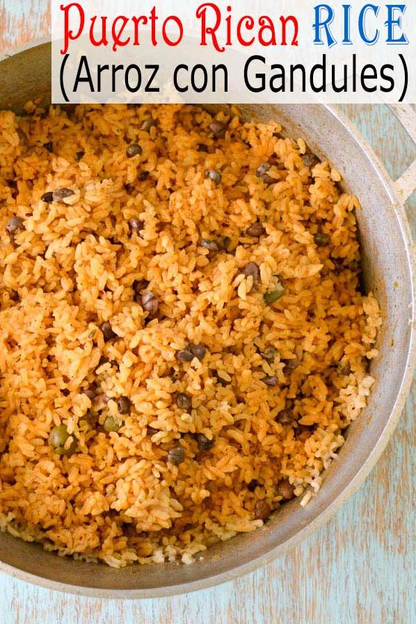  A vibrant colorful combination of rice and pigeon peas.