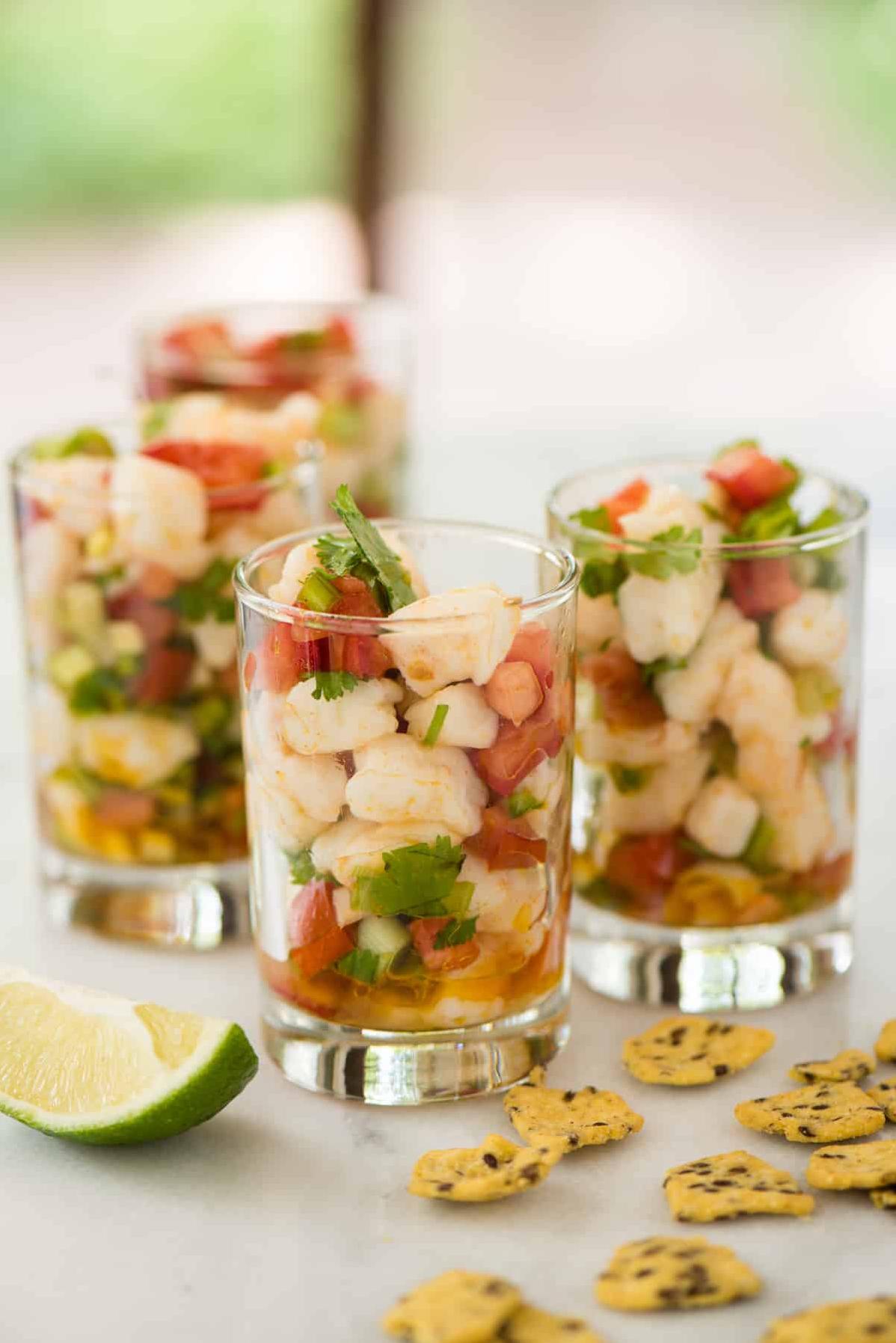  Bite-sized pieces of shrimp, marinated in a tangy lime juice, make this ceviche the ultimate party-ready dish!