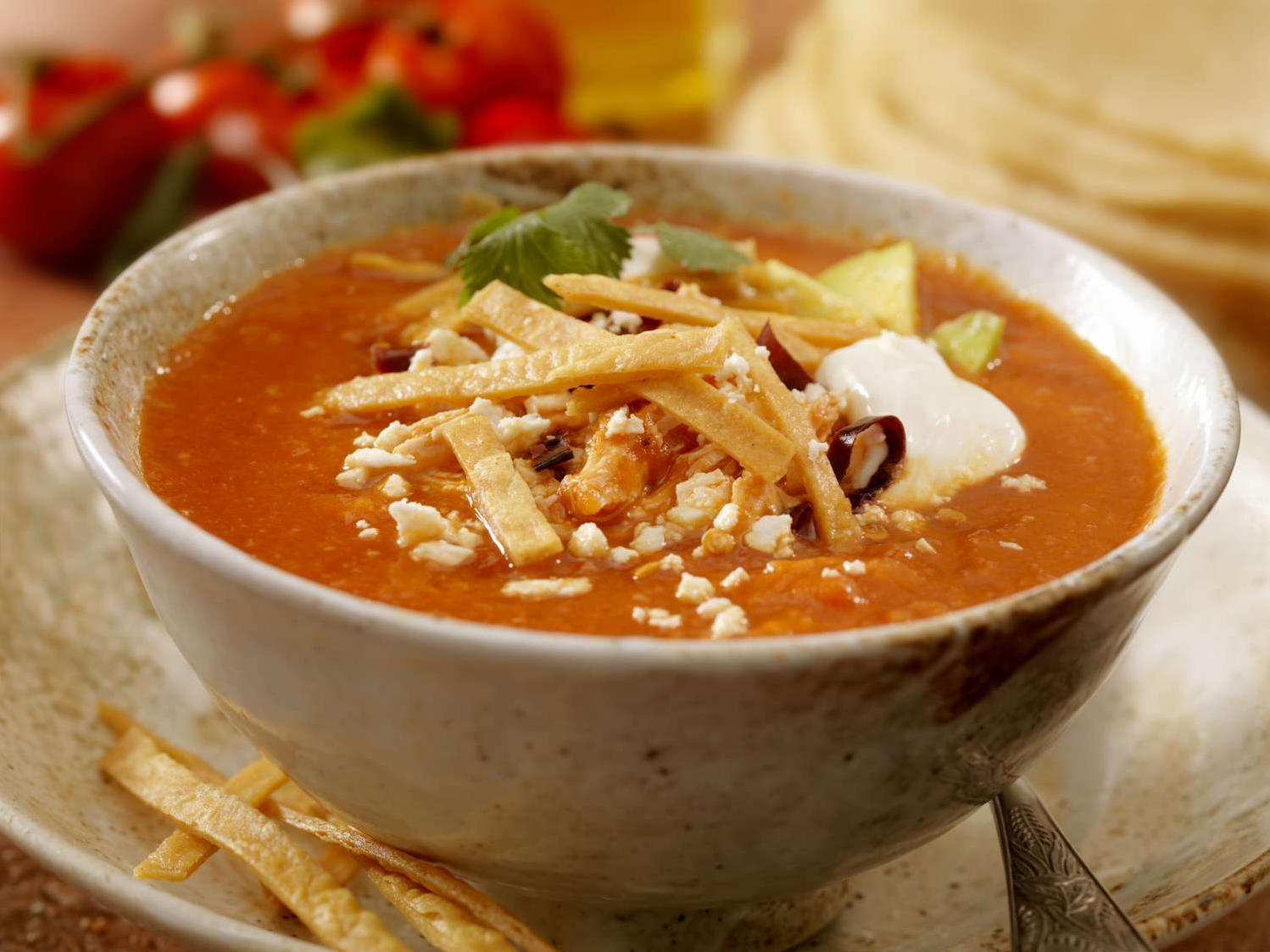  Bold flavors of cumin, chili powder, and garlic give the soup a kick