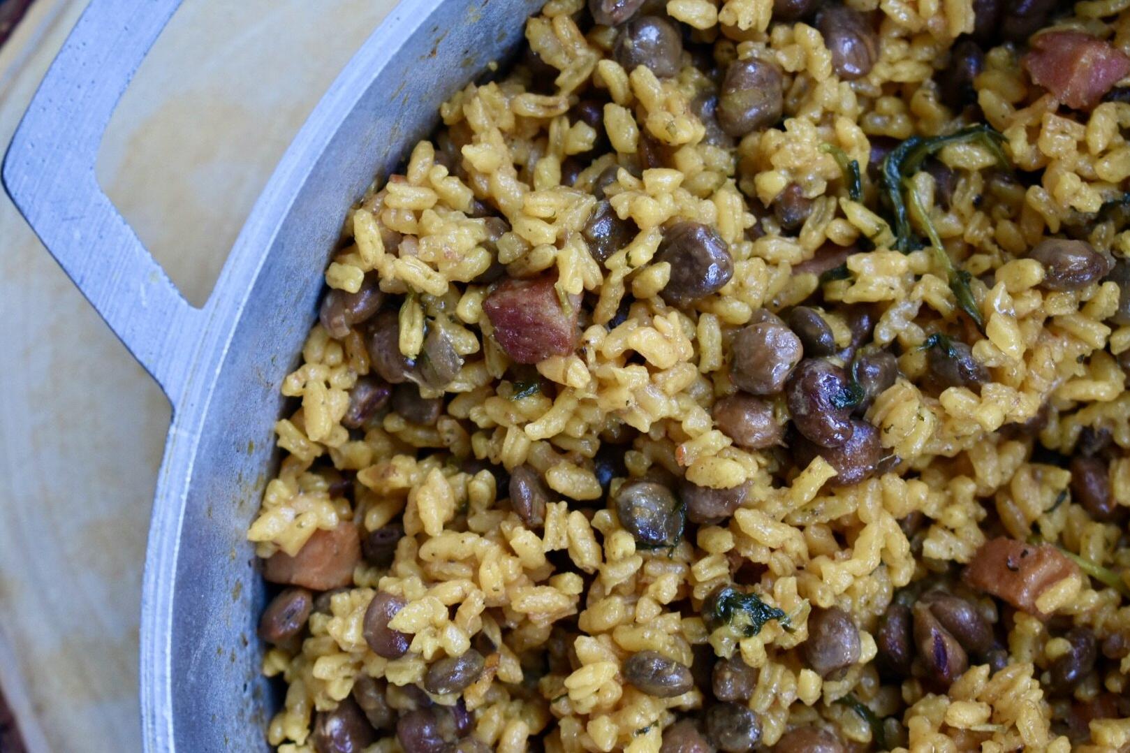  Brown rice and pigeon peas make a nutritious and satisfying meal.