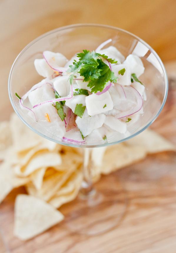  Combining the flavors of the ocean and Latin America in Ceviche De Corvina.