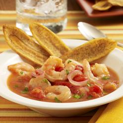  Cutting the shrimp into small pieces helps them cook in the citrus marinade.