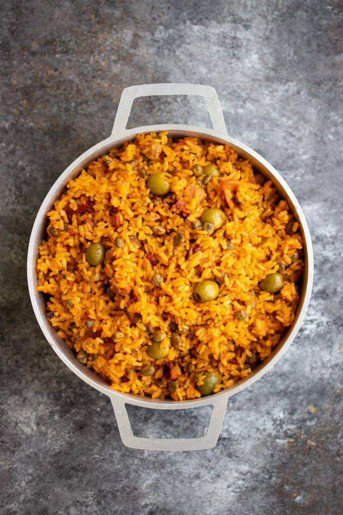  Ditch the boring plain rice and spice up your meal with this Puerto Rican classic.