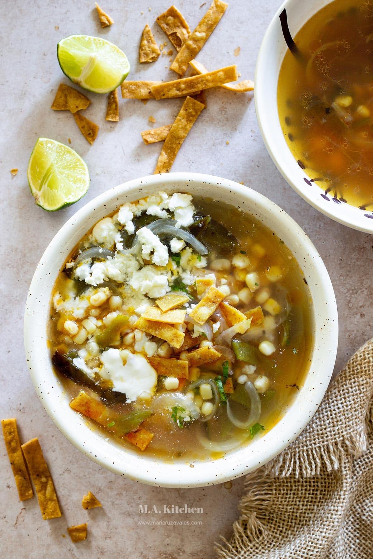  Feel the warmth of Mexico in each delicious bite with Sopa De Maiz.