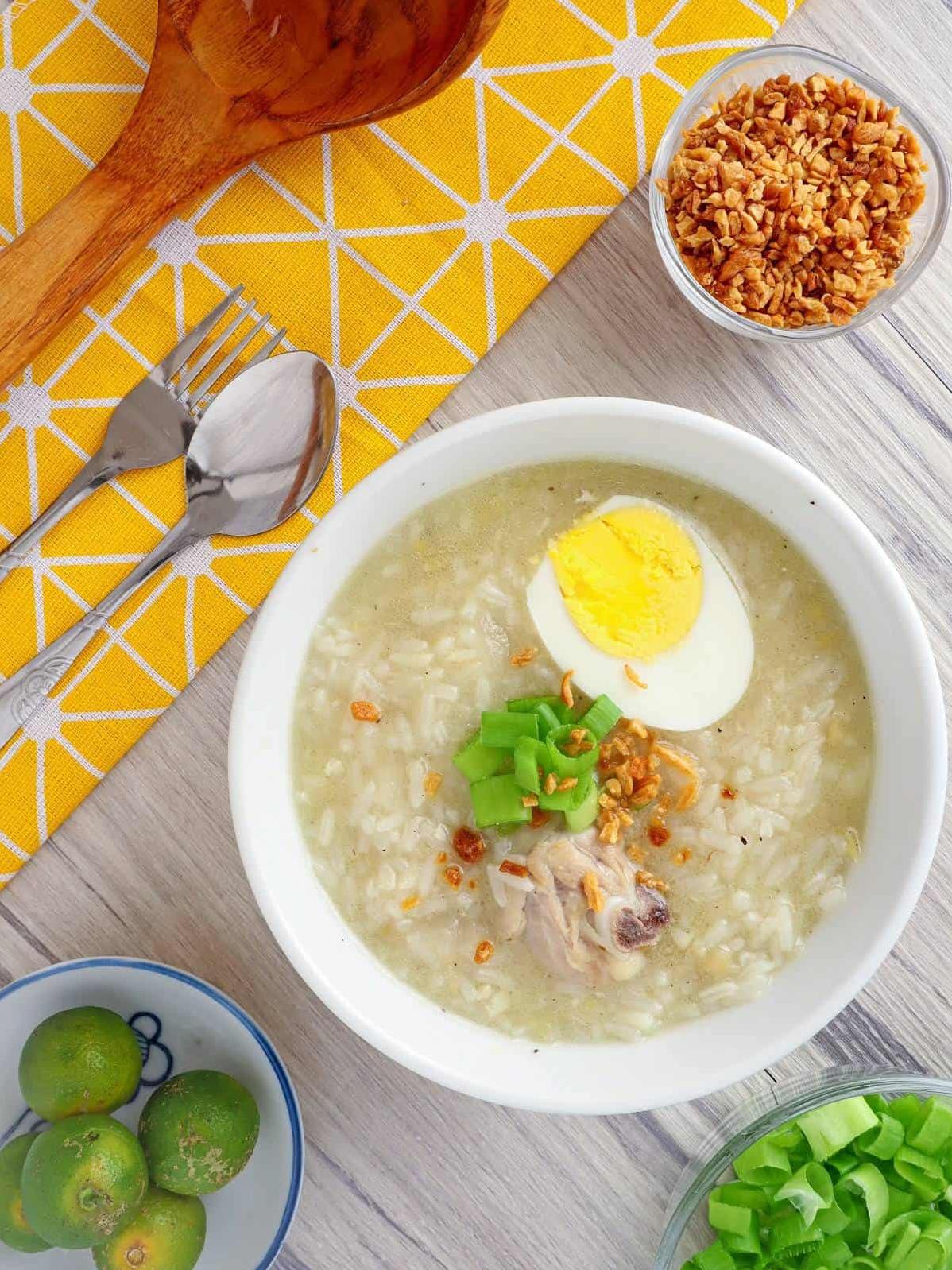  Give your taste buds a treat with a mouthwatering spoonful of this hearty Arroz Caldo.