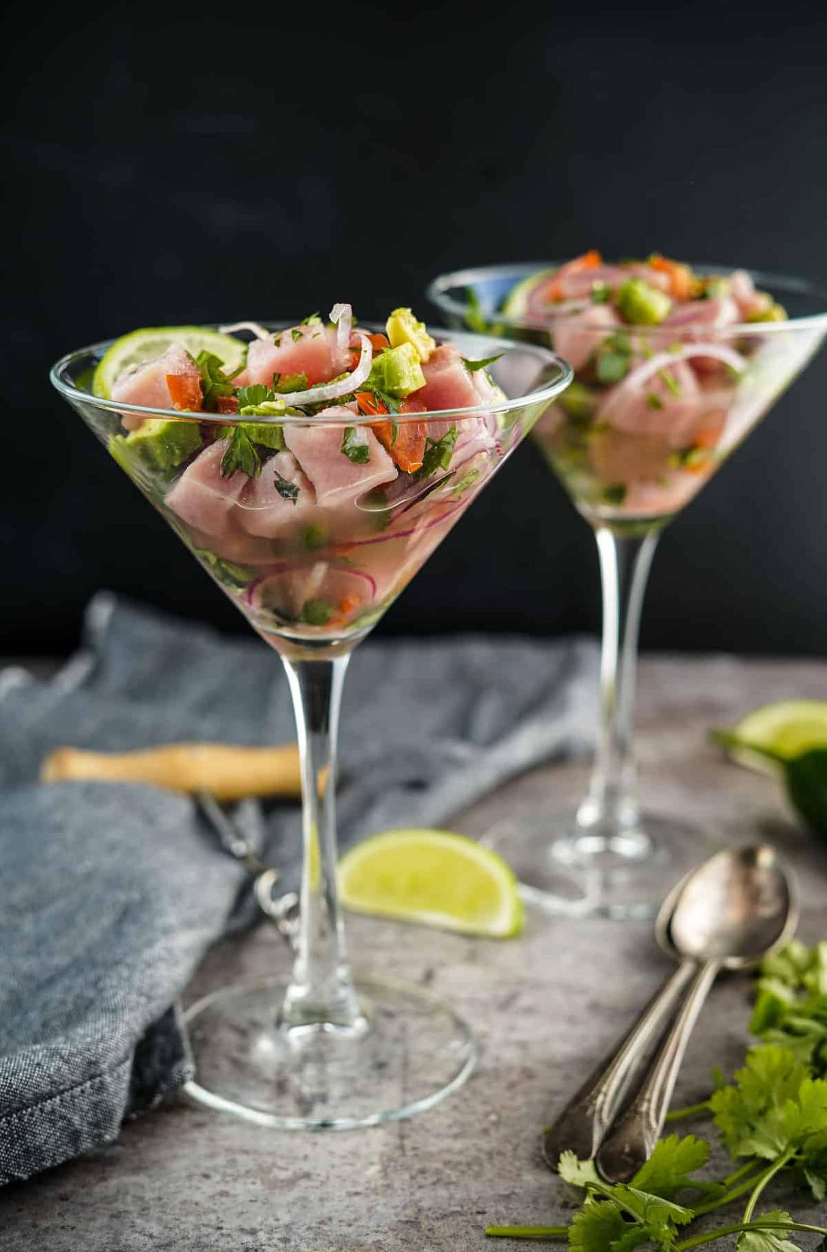  Hear the waves and taste the sea with our Ahi and Shrimp Ceviche with Rum.