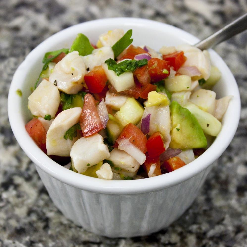  It's like a party in your mouth with each bite of this colorful and flavorful ceviche.