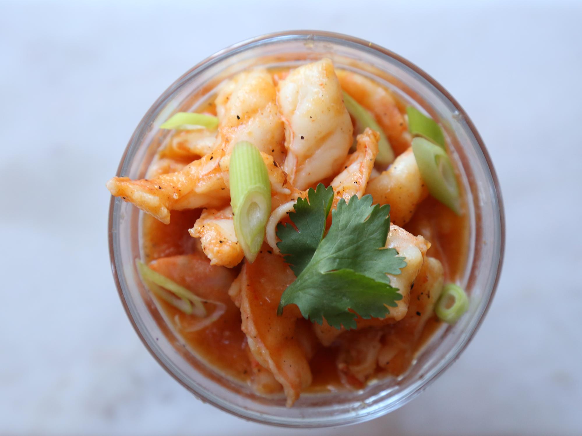  Perfectly cooked shrimp ready to be turned into a delicious Ecuadorian ceviche.