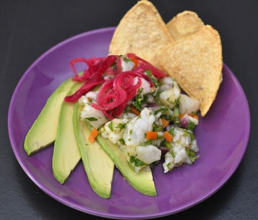 Peruvian Ceviche With Pickled Red Onions