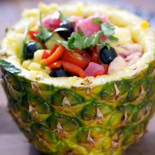 Pineapple Stuffed With Shrimp Ceviche