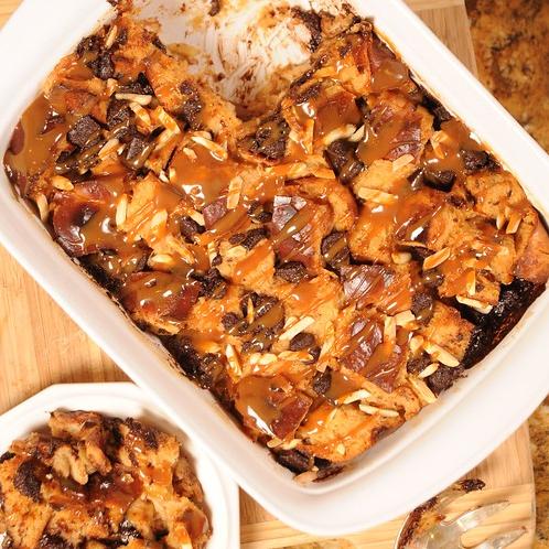  Satisfy your sweet tooth with this heavenly Dulce De Leche and Chocolate Chunk Bread Pudding.