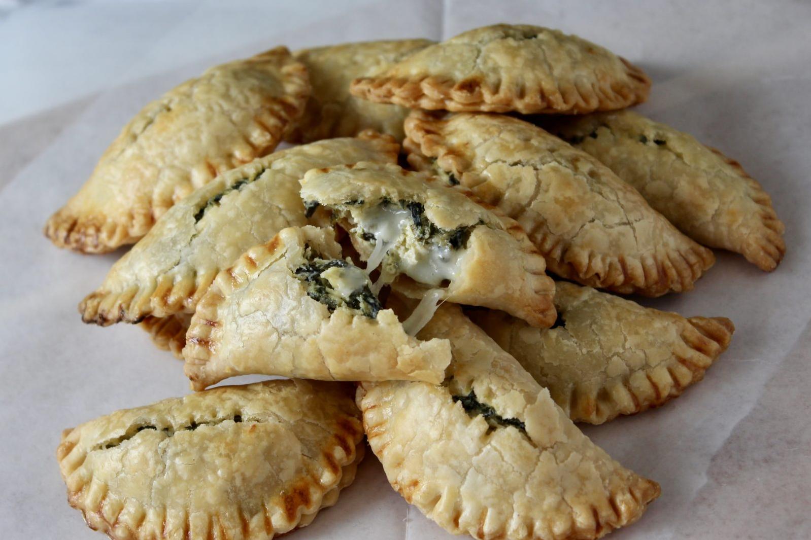  Say hello to my little friends: spinach and hot dogs in empanada form.