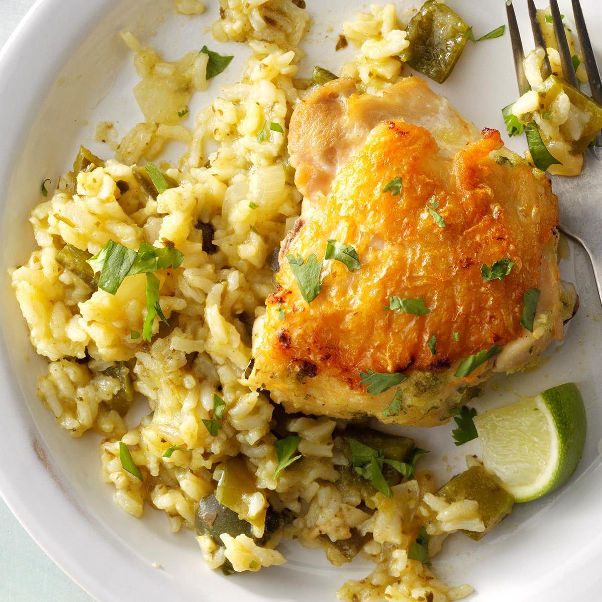  Take a culinary trip to South America with this authentic Arroz con Pollo with Salsa Verde recipe.