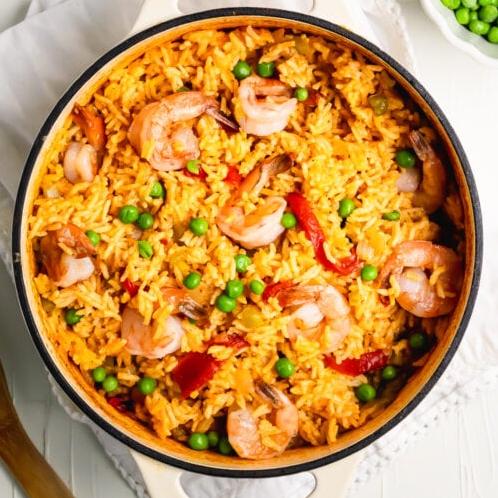  The shrimp perfectly nestled among the grains of rice in this comforting dish