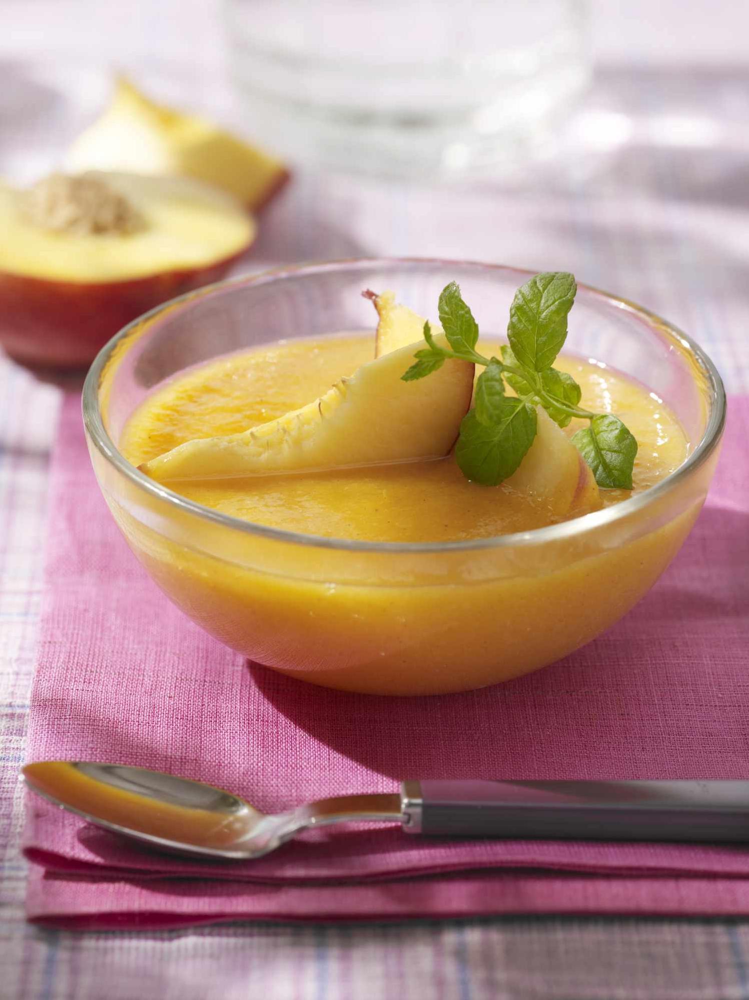  This peach soup is a juicy delight for your taste buds. 🤤💦
