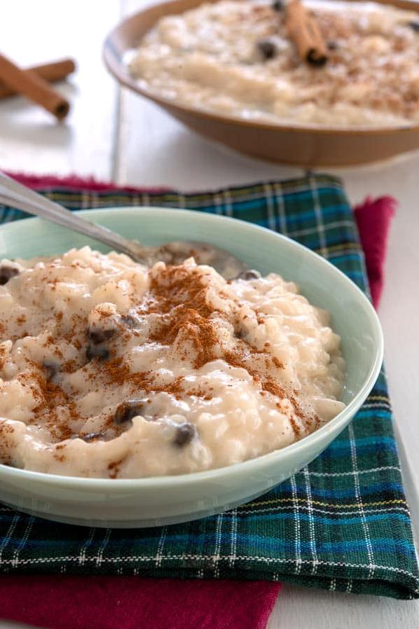  Topped with toasted coconut flakes, this rice pudding is a tropical delight.