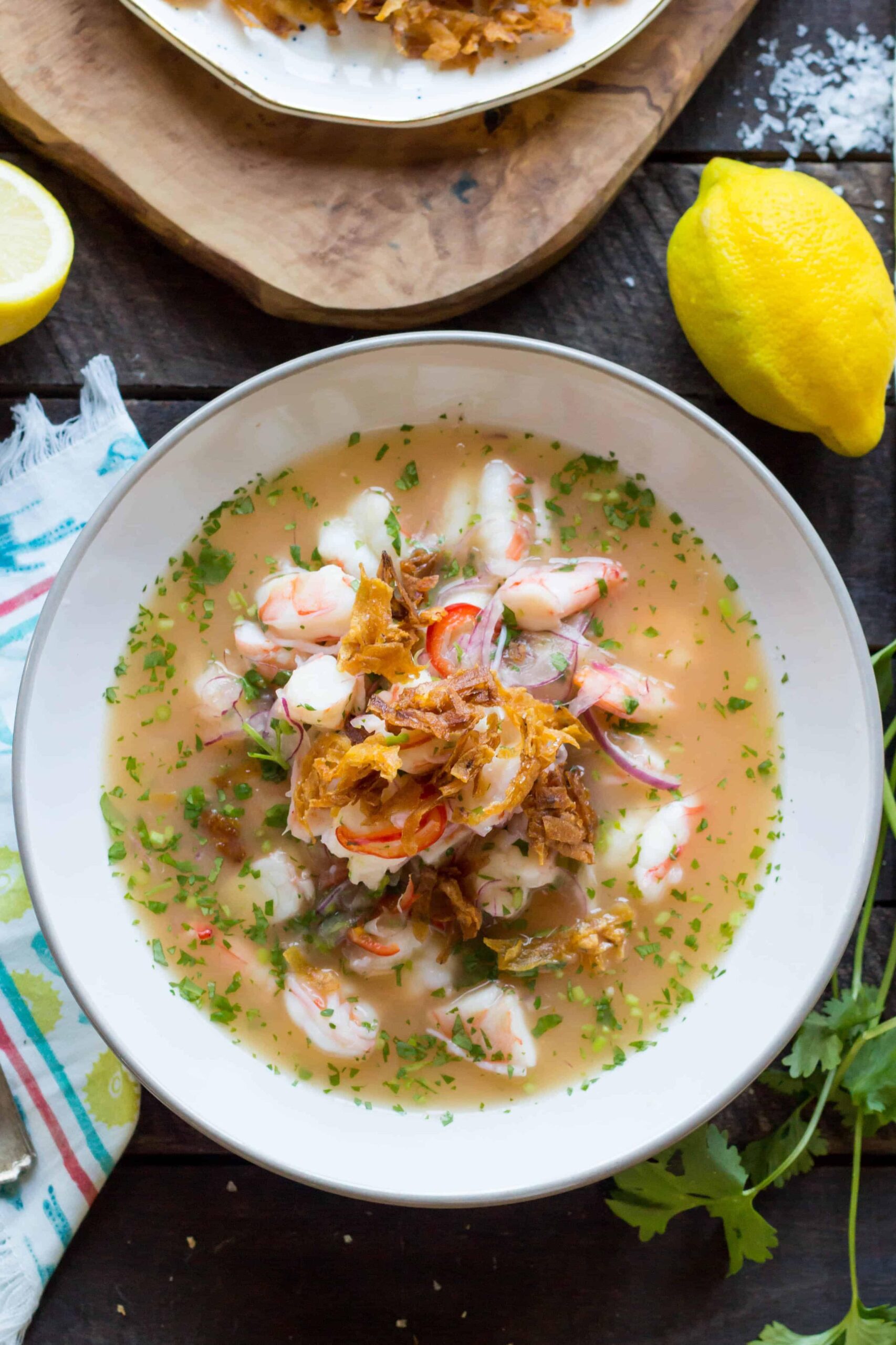  You won't be able to resist the bright and bold colors of this Ecuadorean ceviche dish.